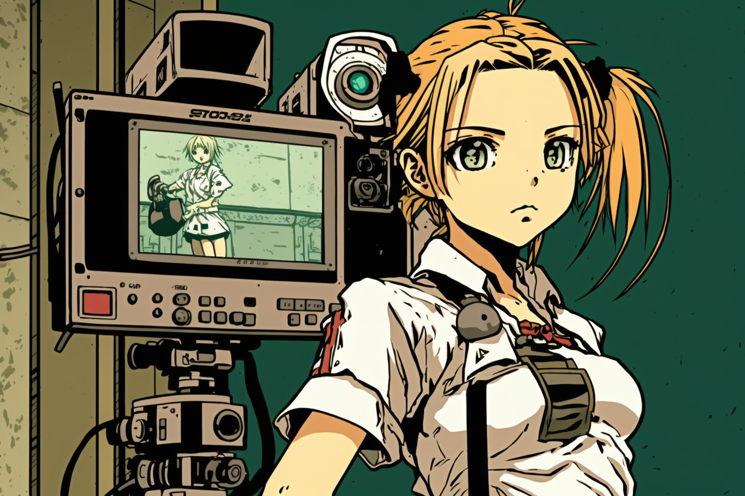 Скачать Изображение "Renzo55_student_filmmaker_videocamera_manga_9b1f70fd-6e19-466e-ba9a-f13cc341128e" на тему "ИИ изображение", STVIX.com — изображение для товара Скачать Изображение "Renzo55_student_filmmaker_videocamera_manga_9b1f70fd-6e19-466e-ba9a-f13cc341128e" на тему "ИИ изображение", STVIX.com PNG без фона, для Wildberries, для Ozon