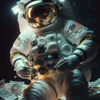 Скачать Изображение "dz5695452135_Astronaut_in_orbit_with_voand_dollars_Cinematic_li_08b6ffc6-45ca-45a1-8ecd-68d25de419f8" на тему "ИИ изображение", STVIX.com PNG без фона, для Ozon, для Wildberries