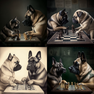 Скачать Изображение "tim_ryuzaki_A_German_shepherd_and_a_pug_playing_chess_but_their_881be120-6956-4f25-a1df-493dbc2aede0" на тему "ИИ изображение", STVIX.com PNG без фона, скачать, карточка товара