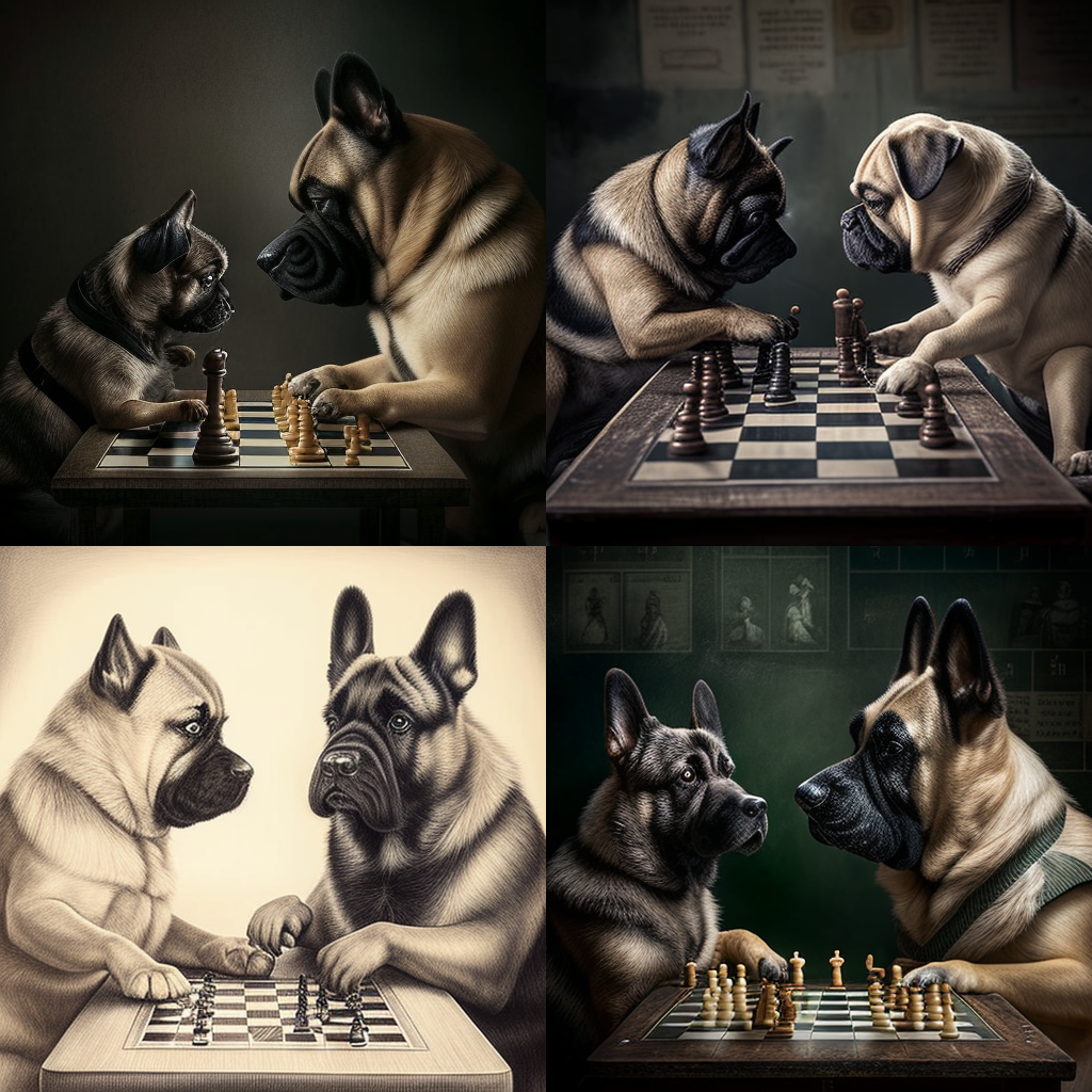 Скачать Изображение "tim_ryuzaki_A_German_shepherd_and_a_pug_playing_chess_but_their_881be120-6956-4f25-a1df-493dbc2aede0" на тему "ИИ изображение", STVIX.com PNG без фона, карточка товара, скачать