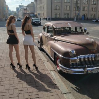 Скачать Изображение ИИ  девушки на фоне автомобиля PNG без фона, для маркетплейса, для Wildberries